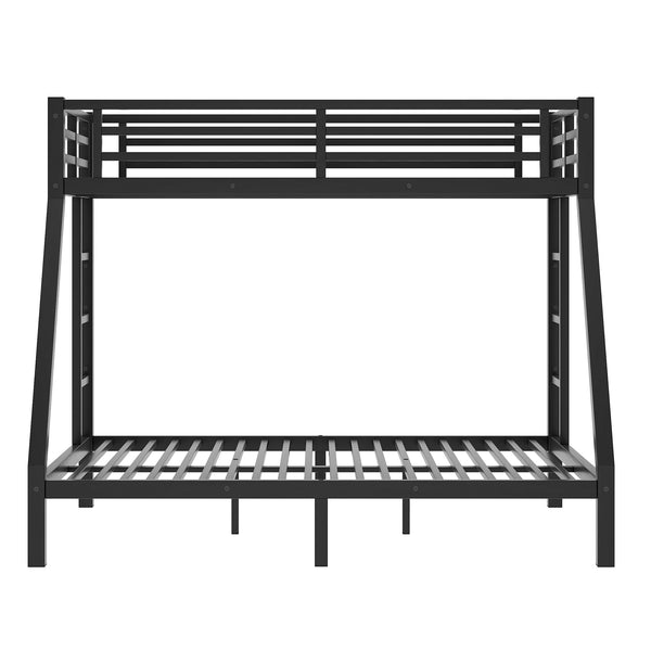 English Elm Metal Twin Xl Over Queen Bunk Bed - Space-Saving Design, Noise-Reducing Steel Frame, Black Finish W1580P339198
