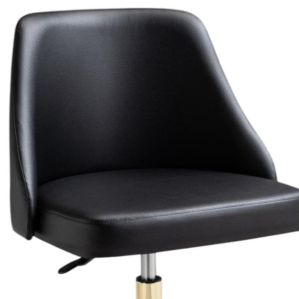 HomeRoots Black Adjustable Height Swivel Rolling Office Chair in Chic Black and Gold – Comfort Meets Style! 554022