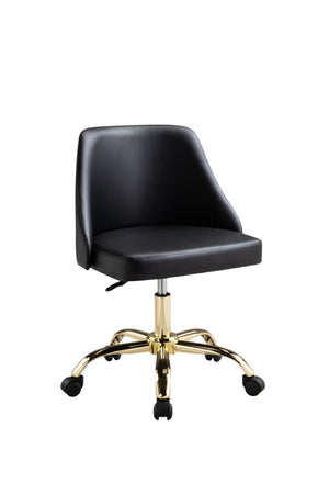 HomeRoots Black Adjustable Height Swivel Rolling Office Chair in Chic Black and Gold – Comfort Meets Style! 554022