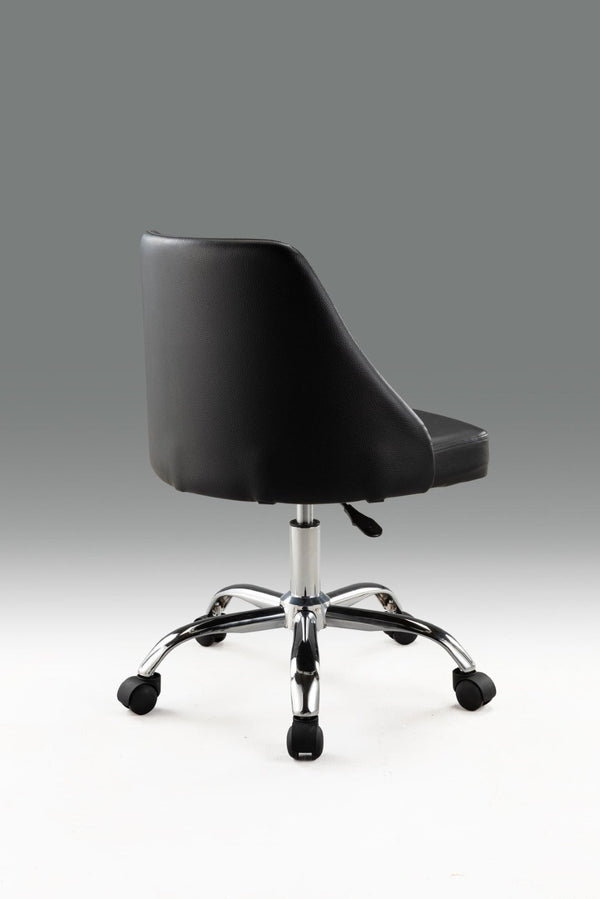 HomeRoots Black Faux Leather Adjustable Height Swivel Office Chair – Comfortable, Stylish, and Mobile Design 554023