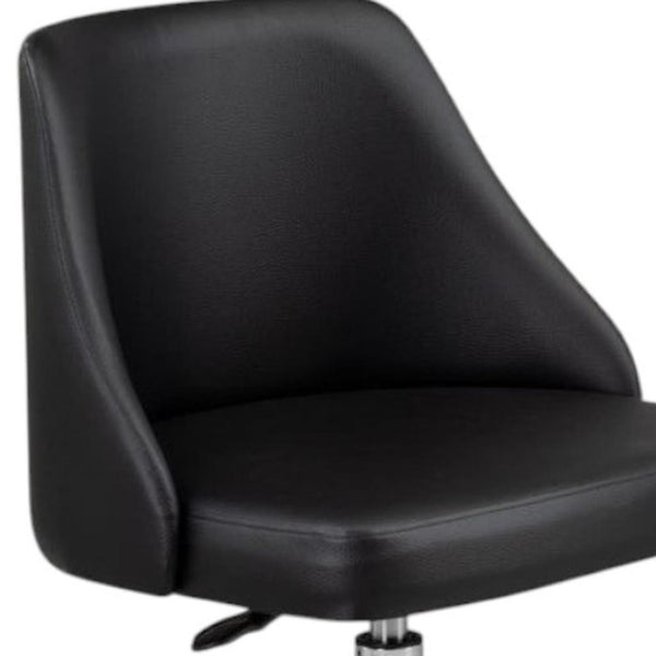 HomeRoots Black Faux Leather Adjustable Height Swivel Office Chair – Comfortable, Stylish, and Mobile Design 554023