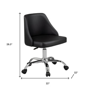 HomeRoots Black Faux Leather Adjustable Height Swivel Office Chair – Comfortable, Stylish, and Mobile Design 554023