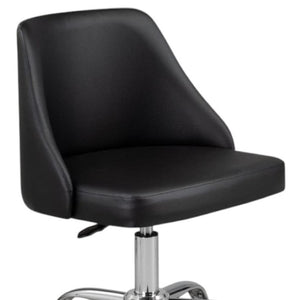 HomeRoots Black Faux Leather Adjustable Height Swivel Office Chair – Comfortable, Stylish, and Mobile Design 554023