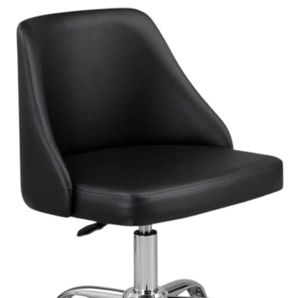 HomeRoots Black Faux Leather Adjustable Height Swivel Office Chair – Comfortable, Stylish, and Mobile Design 554023