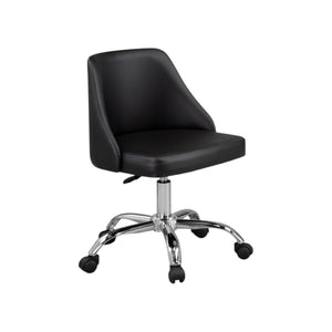 HomeRoots Black Faux Leather Adjustable Height Swivel Office Chair – Comfortable, Stylish, and Mobile Design 554023