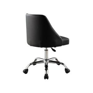 HomeRoots Black Faux Leather Adjustable Height Swivel Office Chair – Comfortable, Stylish, and Mobile Design 554023
