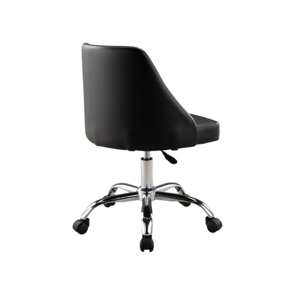 HomeRoots Black Faux Leather Adjustable Height Swivel Office Chair – Comfortable, Stylish, and Mobile Design 554023