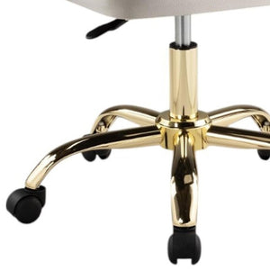 HomeRoots White Adjustable Height Swivel Rolling Office Chair - Stylish Gold Accents for Ultimate Comfort & Mobility 554024