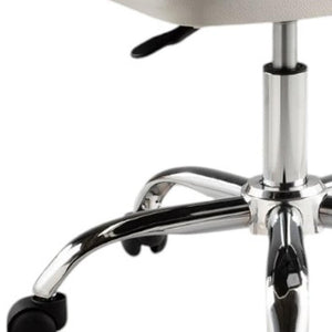 HomeRoots White Faux Leather Adjustable Height Swivel Chair - Modern, Comfortable, and Mobile Office Solution 554025