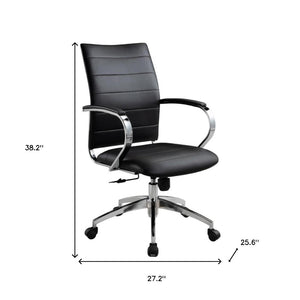 HomeRoots Black Adjustable Height Swivel Rolling Office Chair - Stylish Comfort, Smooth Mobility & Ergonomic Support 554027