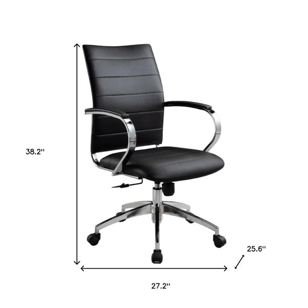 HomeRoots Black Adjustable Height Swivel Rolling Office Chair - Stylish Comfort, Smooth Mobility & Ergonomic Support 554027