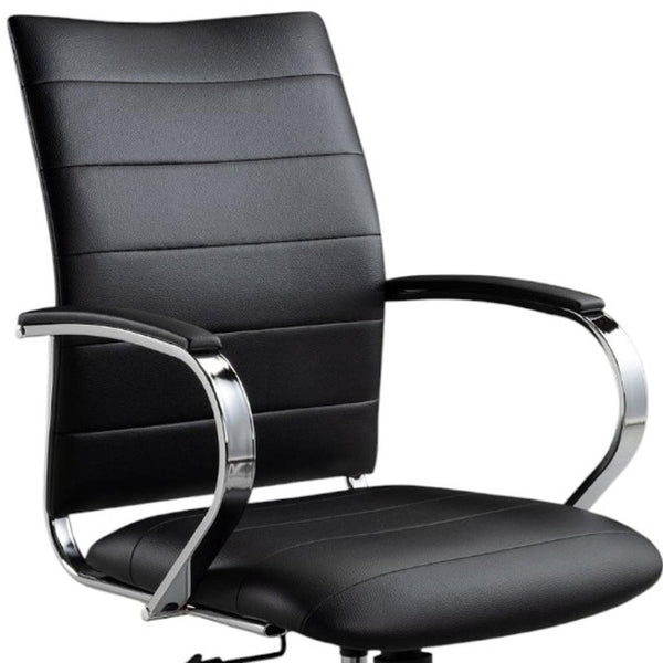 HomeRoots Black Adjustable Height Swivel Rolling Office Chair - Stylish Comfort, Smooth Mobility & Ergonomic Support 554027