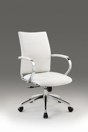 HomeRoots White Adjustable Height Swivel Office Chair - Modern Faux Leather Design with Rolling Mobility & Support 554029