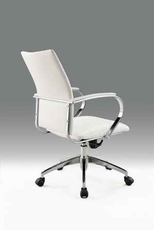 HomeRoots White Adjustable Height Swivel Office Chair - Modern Faux Leather Design with Rolling Mobility & Support 554029