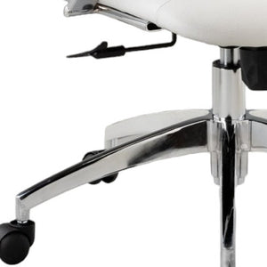 HomeRoots White Adjustable Height Swivel Office Chair - Modern Faux Leather Design with Rolling Mobility & Support 554029