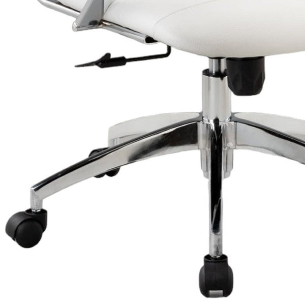 HomeRoots White Adjustable Height Swivel Office Chair - Modern Faux Leather Design with Rolling Mobility & Support 554029