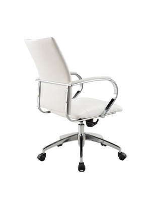HomeRoots White Adjustable Height Swivel Office Chair - Modern Faux Leather Design with Rolling Mobility & Support 554029