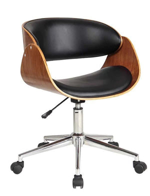 HomeRoots Brown Adjustable Height Swivel Rolling Office Chair - Stylish Faux Leather, Smooth Mobility & Comfort 554030