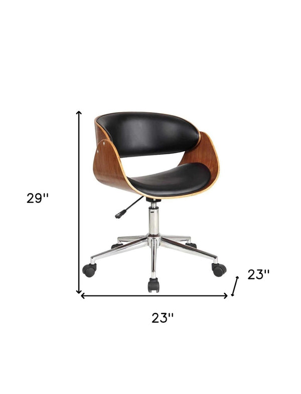 HomeRoots Brown Adjustable Height Swivel Rolling Office Chair - Stylish Faux Leather, Smooth Mobility & Comfort 554030