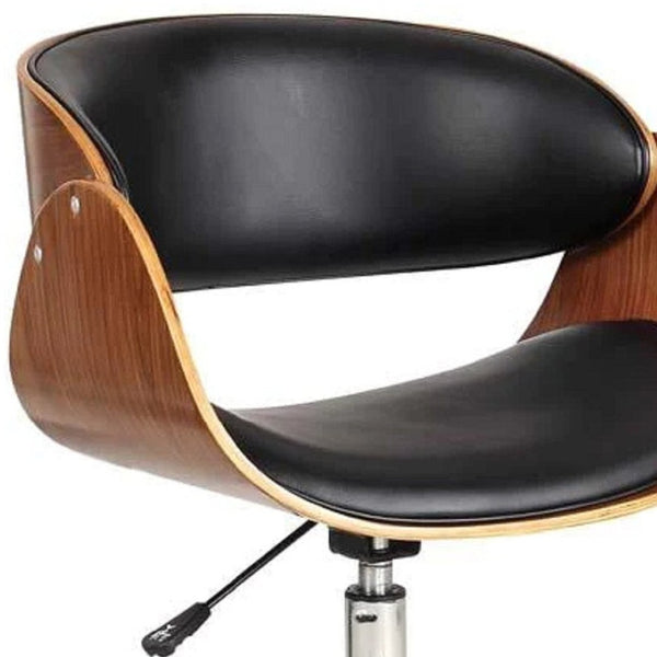 HomeRoots Brown Adjustable Height Swivel Rolling Office Chair - Stylish Faux Leather, Smooth Mobility & Comfort 554030