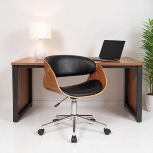 HomeRoots Brown Adjustable Height Swivel Rolling Office Chair - Stylish Faux Leather, Smooth Mobility & Comfort 554030