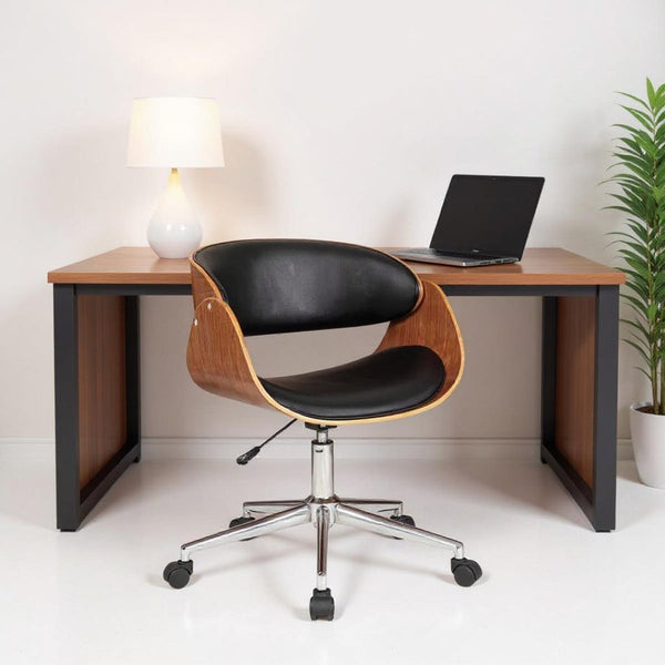 HomeRoots Brown Adjustable Height Swivel Rolling Office Chair - Stylish Faux Leather, Smooth Mobility & Comfort 554030