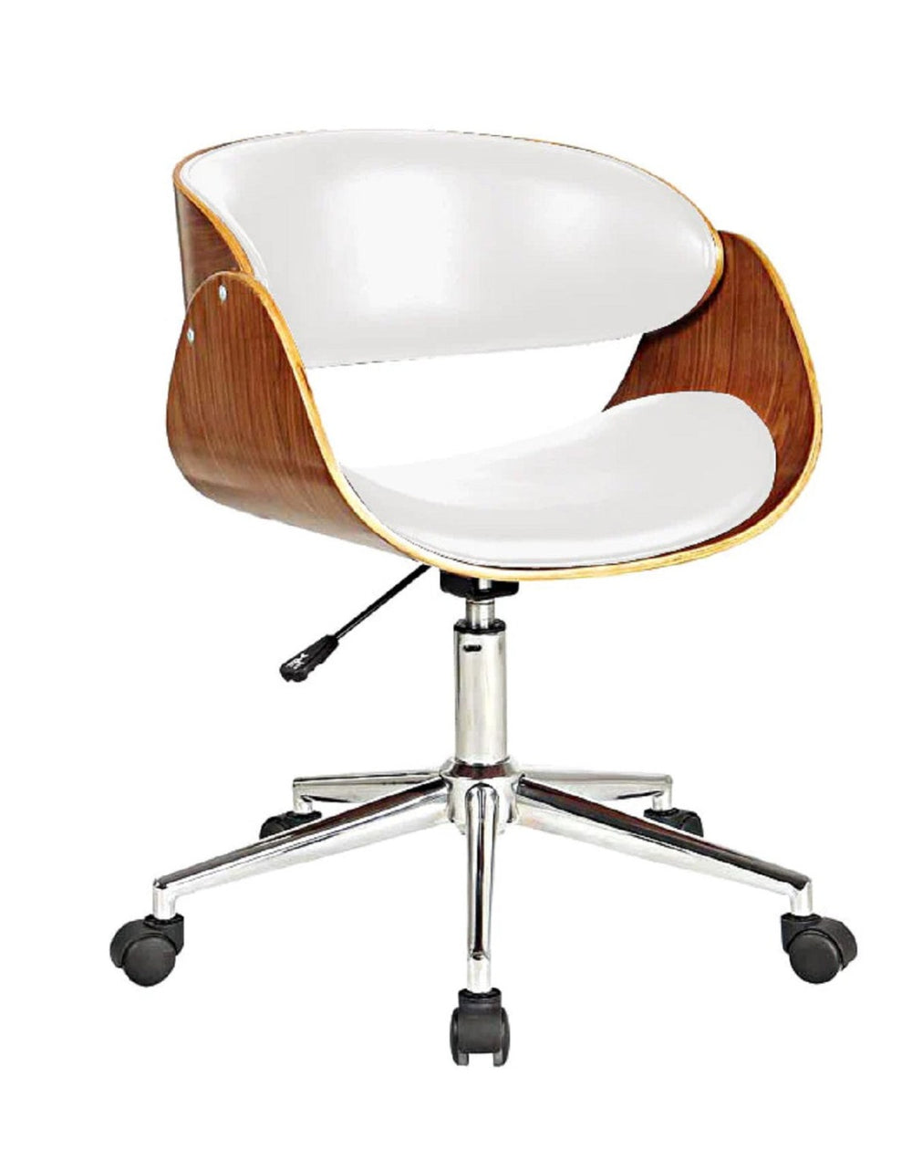 HomeRoots Brown Adjustable Height Swivel Office Chair – Mid-Century Modern Design with Ergonomic Comfort & Style 554031