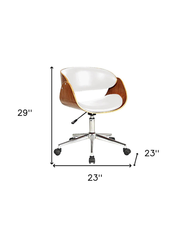 HomeRoots Brown Adjustable Height Swivel Office Chair – Mid-Century Modern Design with Ergonomic Comfort & Style 554031