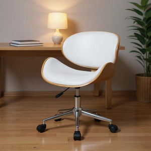 HomeRoots Brown Adjustable Height Swivel Office Chair – Stylish Comfort with 360° Rollers & Durable Design 554033
