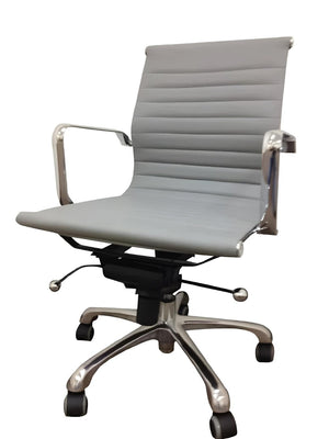 HomeRoots Gray Adjustable Height Swivel Rolling Office Chair - Modern Faux Leather, Durable Steel Frame, 250 lbs 554037