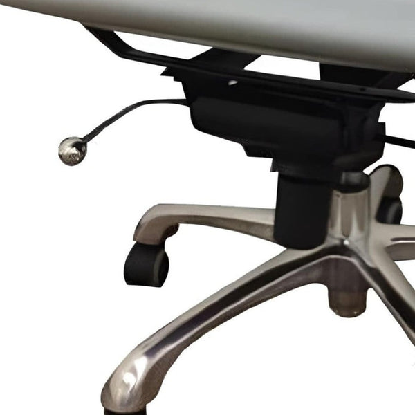HomeRoots Gray Adjustable Height Swivel Rolling Office Chair - Modern Faux Leather, Durable Steel Frame, 250 lbs 554037