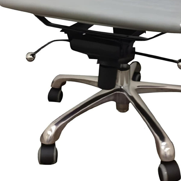 HomeRoots Gray Adjustable Height Swivel Rolling Office Chair - Modern Faux Leather, Durable Steel Frame, 250 lbs 554037