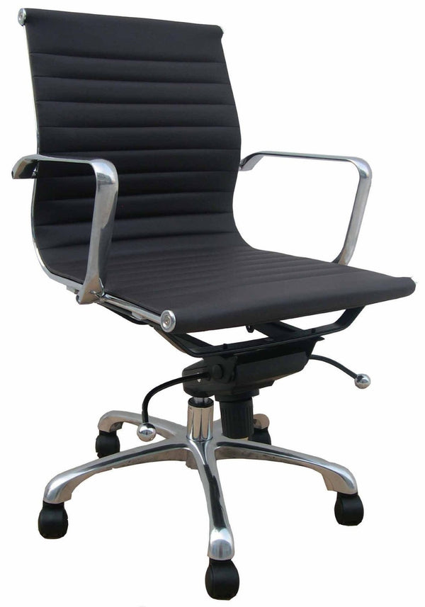 HomeRoots Black Adjustable Height Swivel Rolling Office Chair - Stylish Faux Leather, Sturdy Frame & Smooth Mobility 554038