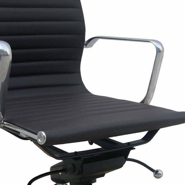 HomeRoots Black Adjustable Height Swivel Rolling Office Chair - Stylish Faux Leather, Sturdy Frame & Smooth Mobility 554038