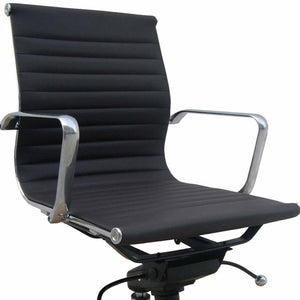 HomeRoots Black Adjustable Height Swivel Rolling Office Chair - Stylish Faux Leather, Sturdy Frame & Smooth Mobility 554038