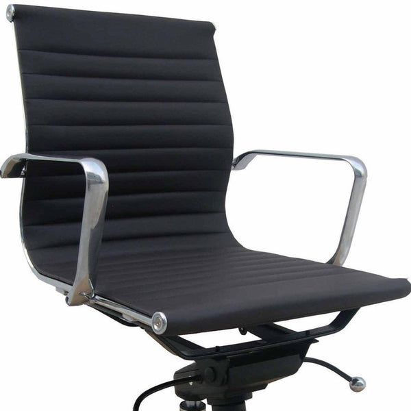 HomeRoots Black Adjustable Height Swivel Rolling Office Chair - Stylish Faux Leather, Sturdy Frame & Smooth Mobility 554038
