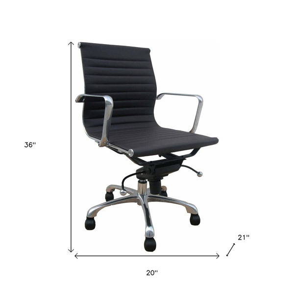 HomeRoots Black Adjustable Height Swivel Rolling Office Chair - Stylish Faux Leather, Sturdy Frame & Smooth Mobility 554038