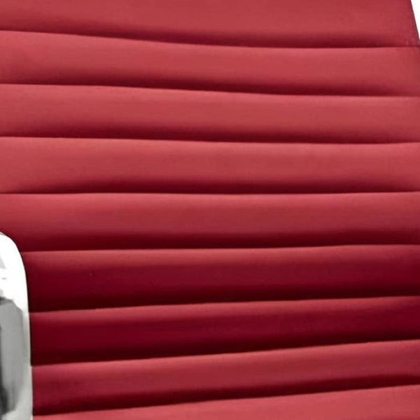 HomeRoots Red Faux Leather Office Chair - Adjustable Height Swivel Rolling Design with Bold Silver Accents 554039