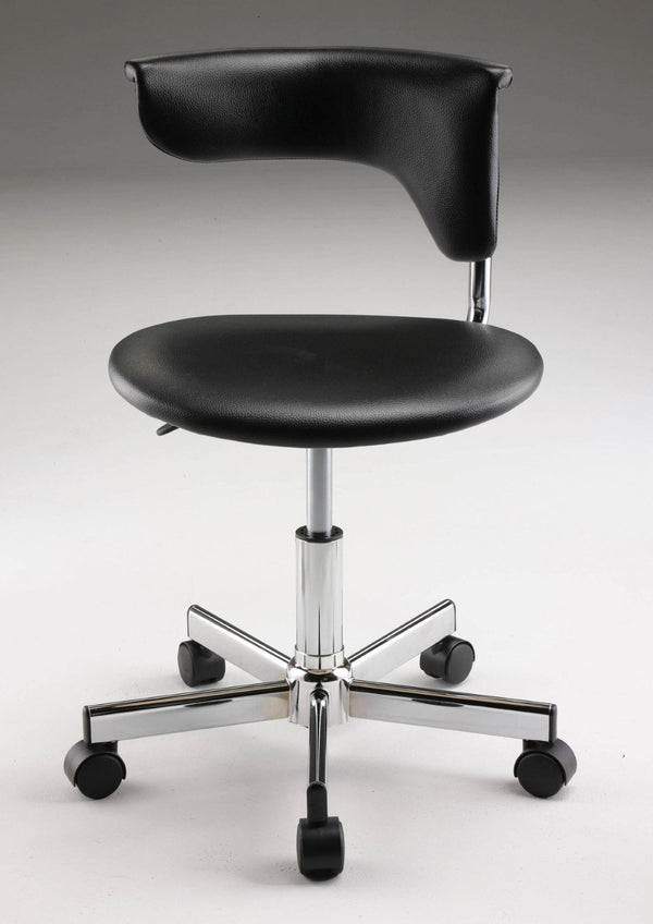 HomeRoots Black Adjustable Height Swivel Rolling Conference Chair - Modern Ergonomic Comfort & Style 554041