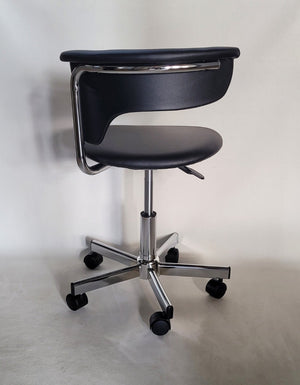 HomeRoots Black Adjustable Height Swivel Rolling Conference Chair - Modern Ergonomic Comfort & Style 554041