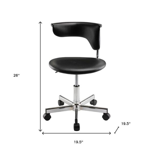 HomeRoots Black Adjustable Height Swivel Rolling Conference Chair - Modern Ergonomic Comfort & Style 554041