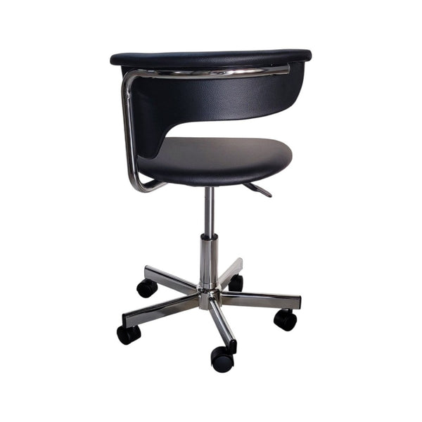 HomeRoots Black Adjustable Height Swivel Rolling Conference Chair - Modern Ergonomic Comfort & Style 554041