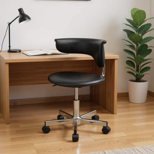 HomeRoots Black Adjustable Height Swivel Rolling Conference Chair - Modern Ergonomic Comfort & Style 554041
