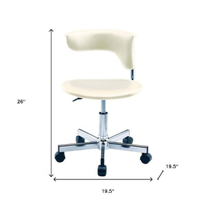 HomeRoots White Faux Leather Swivel Rolling Conference Chair - Adjustable Height, Stylish Design & Comfort 554043