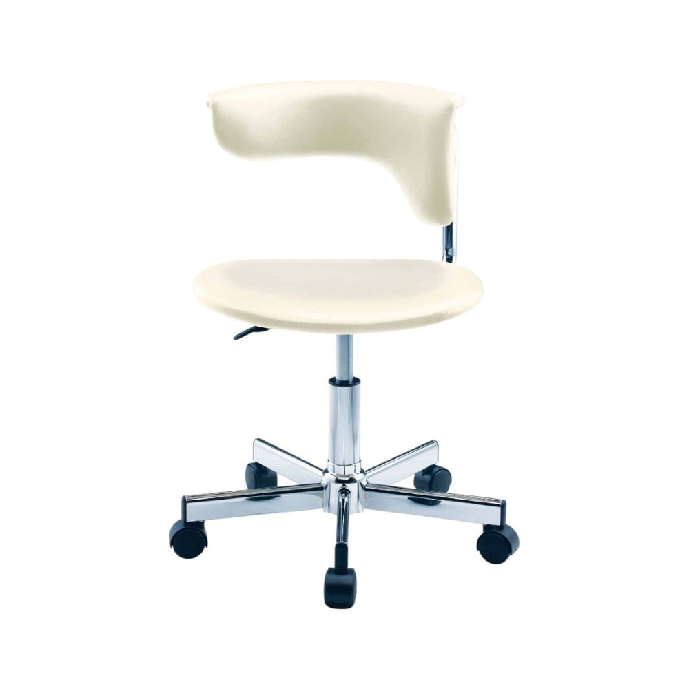 HomeRoots White Faux Leather Swivel Rolling Conference Chair - Adjustable Height, Stylish Design & Comfort 554043