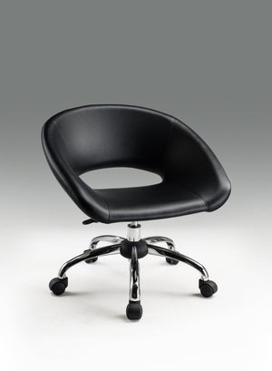 HomeRoots Black Faux Leather Adjustable Height Swivel Office Chair - Modern Comfort for Every Workspace 554044
