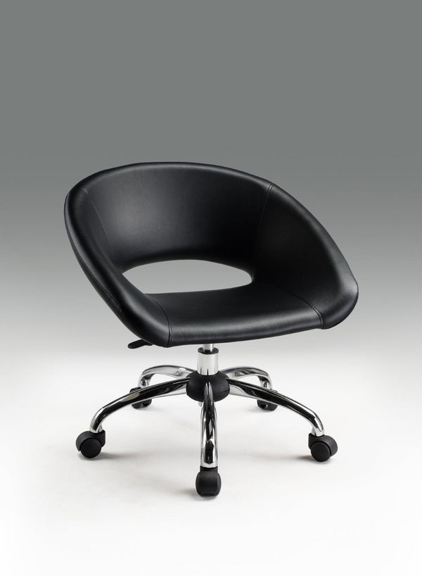 HomeRoots Black Faux Leather Adjustable Height Swivel Office Chair - Modern Comfort for Every Workspace 554044
