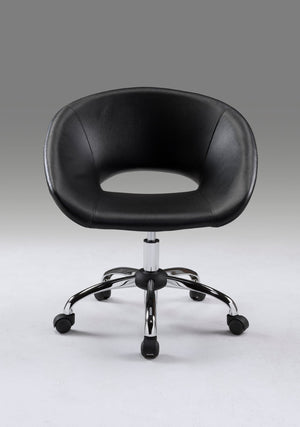 HomeRoots Black Faux Leather Adjustable Height Swivel Office Chair - Modern Comfort for Every Workspace 554044