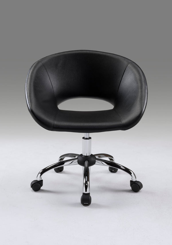 HomeRoots Black Faux Leather Adjustable Height Swivel Office Chair - Modern Comfort for Every Workspace 554044