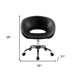HomeRoots Black Faux Leather Adjustable Height Swivel Office Chair - Modern Comfort for Every Workspace 554044